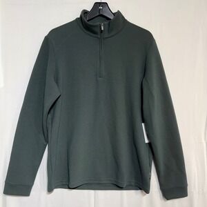 Free Fly Mens Size M Green Long Sleeve Waffle 1/4 Zip Athletic Shirt NWT